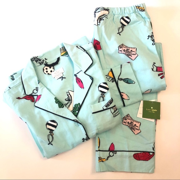 Kate Spade Brushed Twill Flannel Pajama Set S L XL - Picture 7 of 8